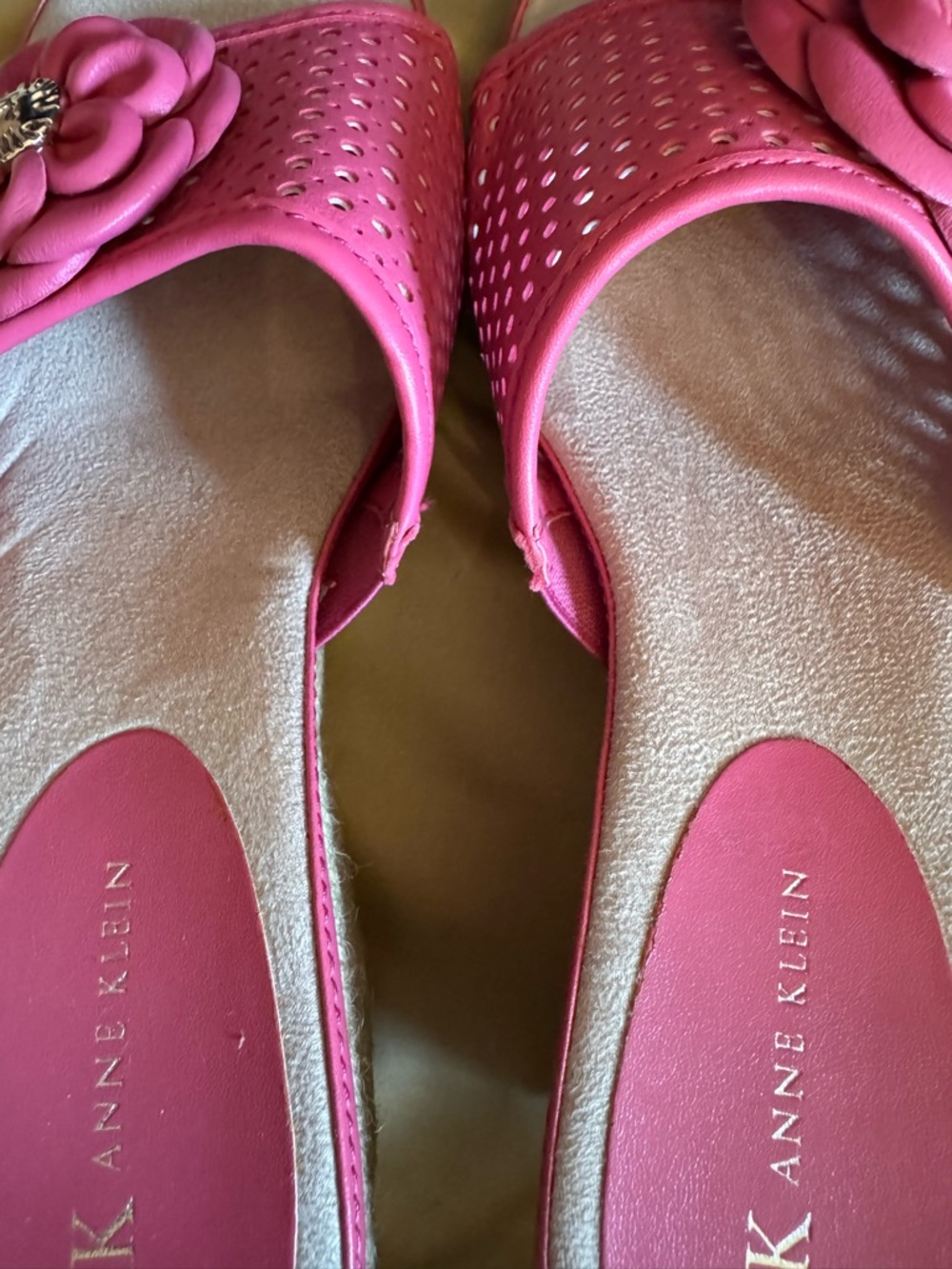NWT Anne Klein AK Philomena Pink Floral Slide Sandals Espadrille Wedge Sz 8.5M - Picture 5 of 8